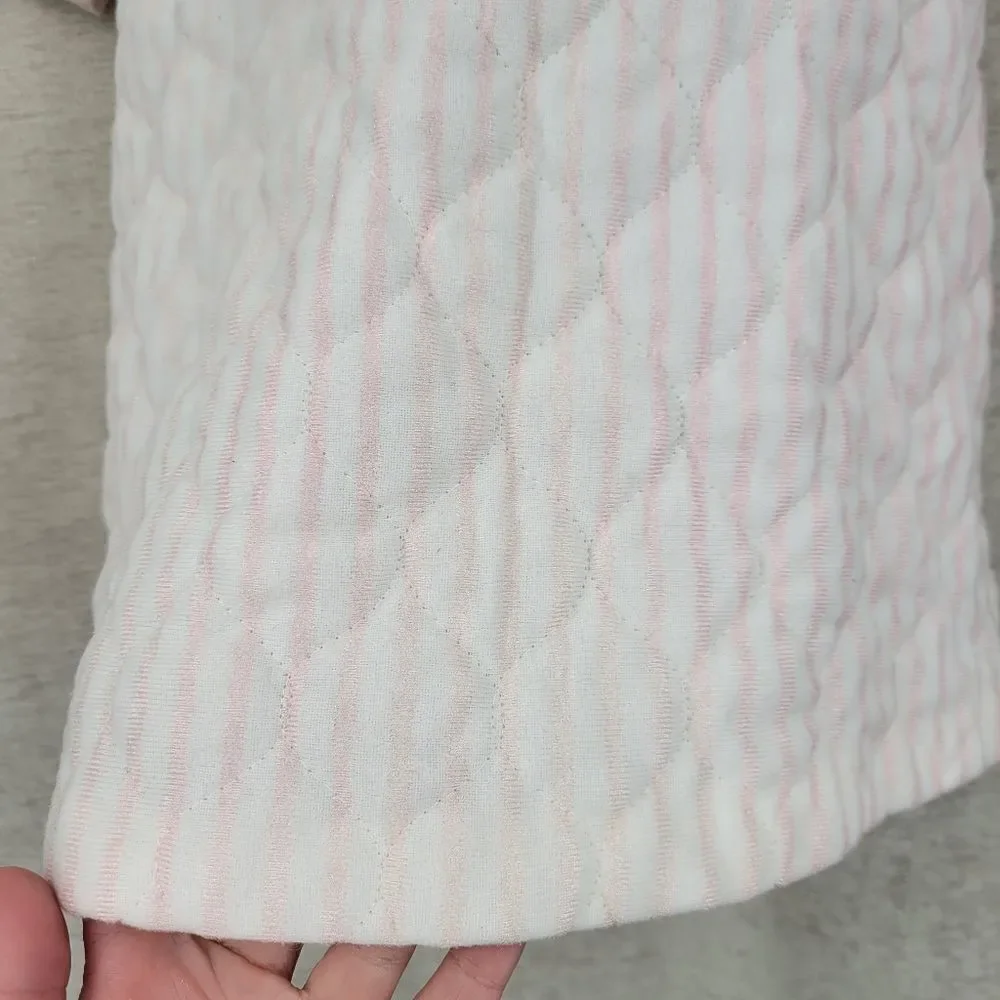 Kandlesticks Vintage Quilted Pink Robe House Coat Pink Stripes with Ruffle